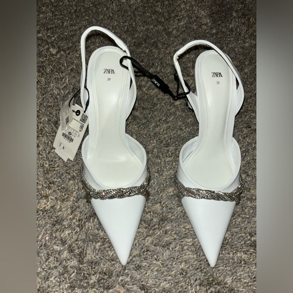 Zara White Slingback Heels